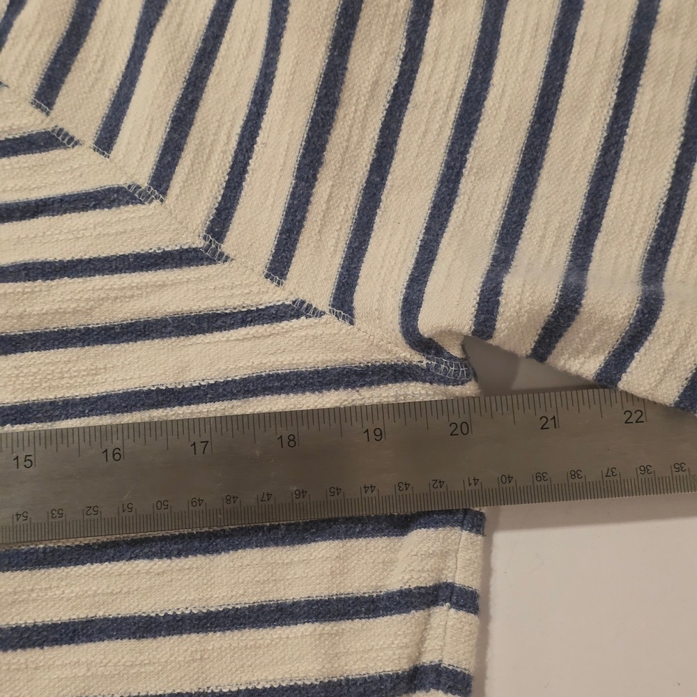 LL Bean Womens M Blue Cream Striped Raglan Long Sleeve Cotton Top Nautical - Picture 5 of 8